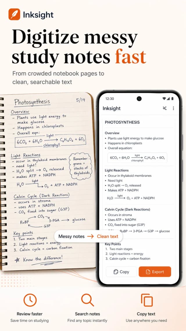 Inksight turning a handwritten page into typed text