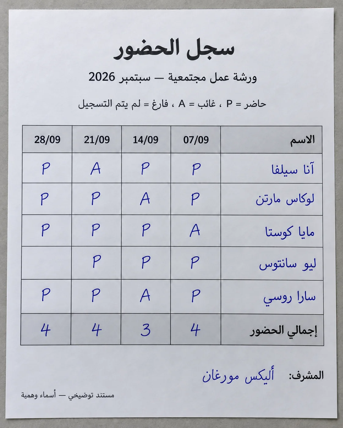 سجل حضور