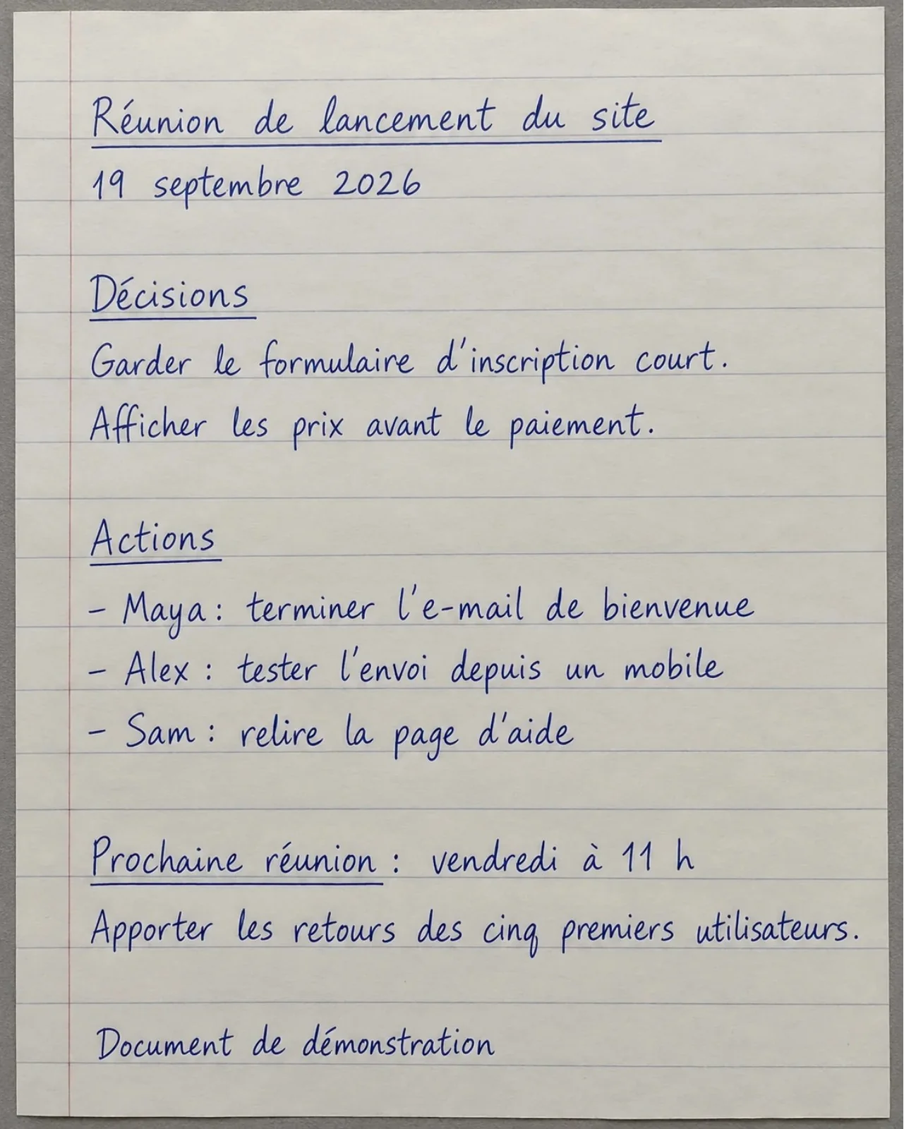 Notes de réunion