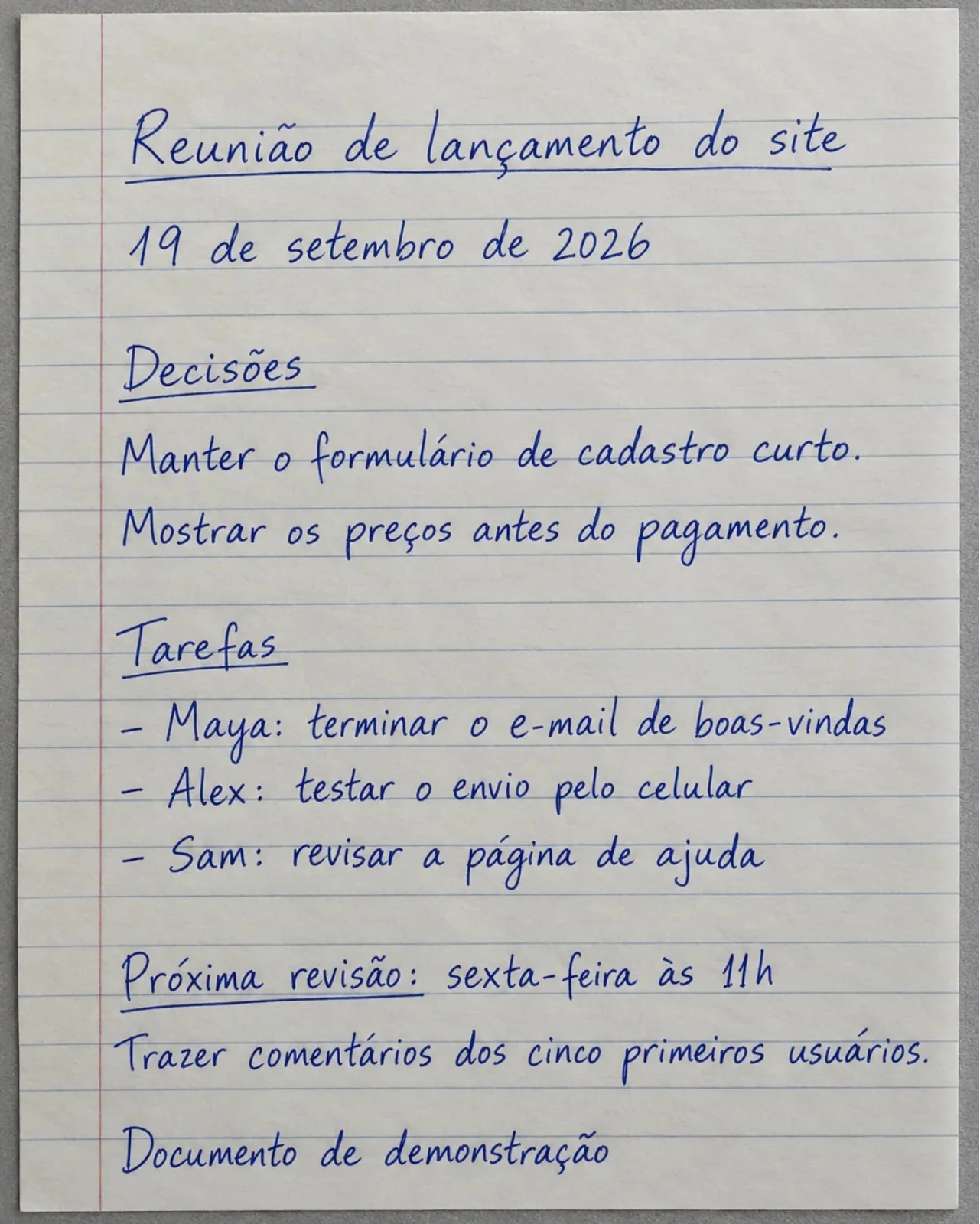 Notas de reunião