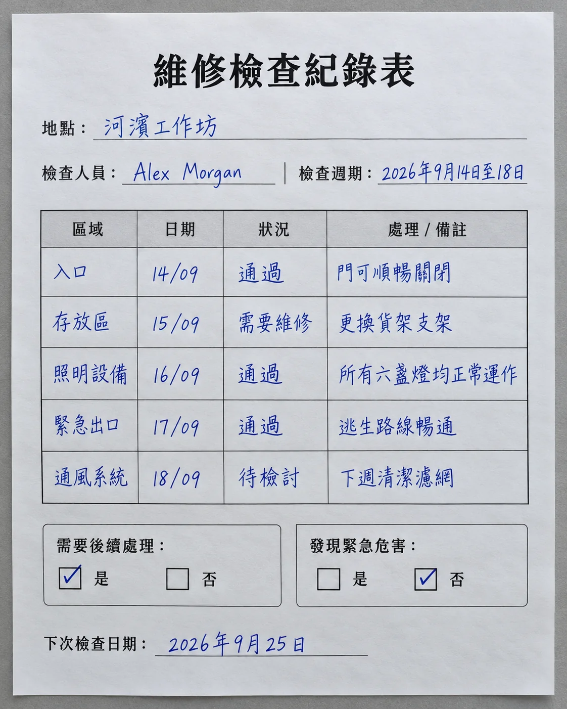 檢查紀錄